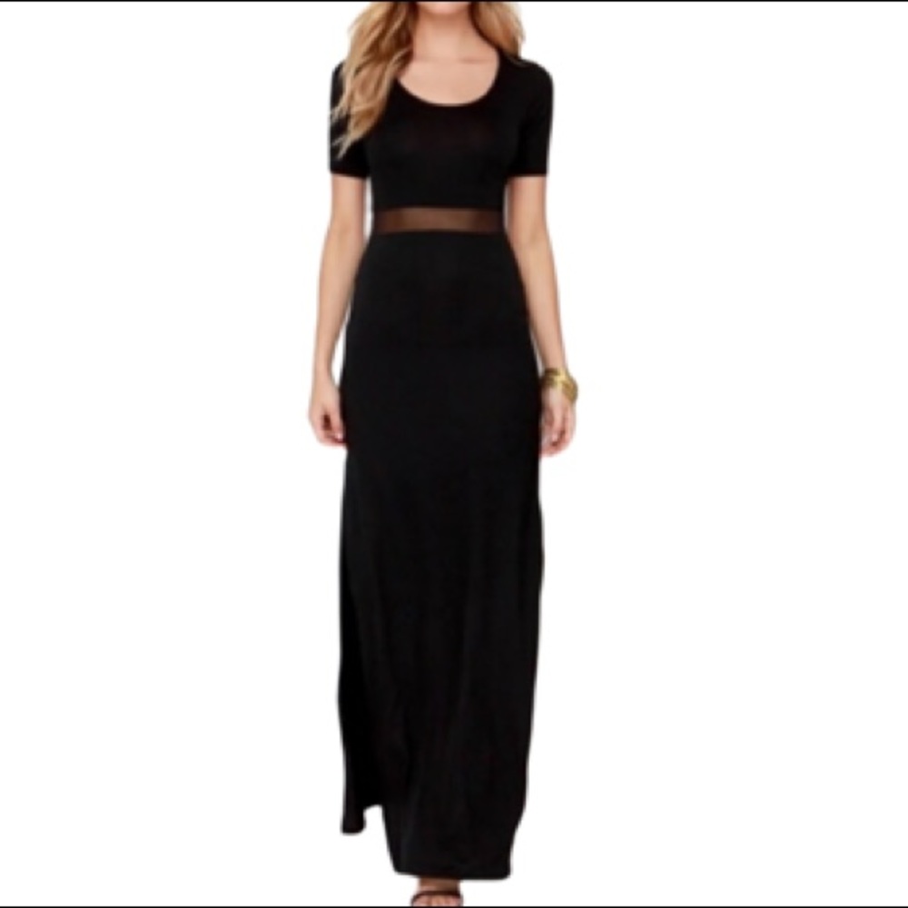 LuLu’s- Black Maxi Dress with Sheer Black Mesh Waist